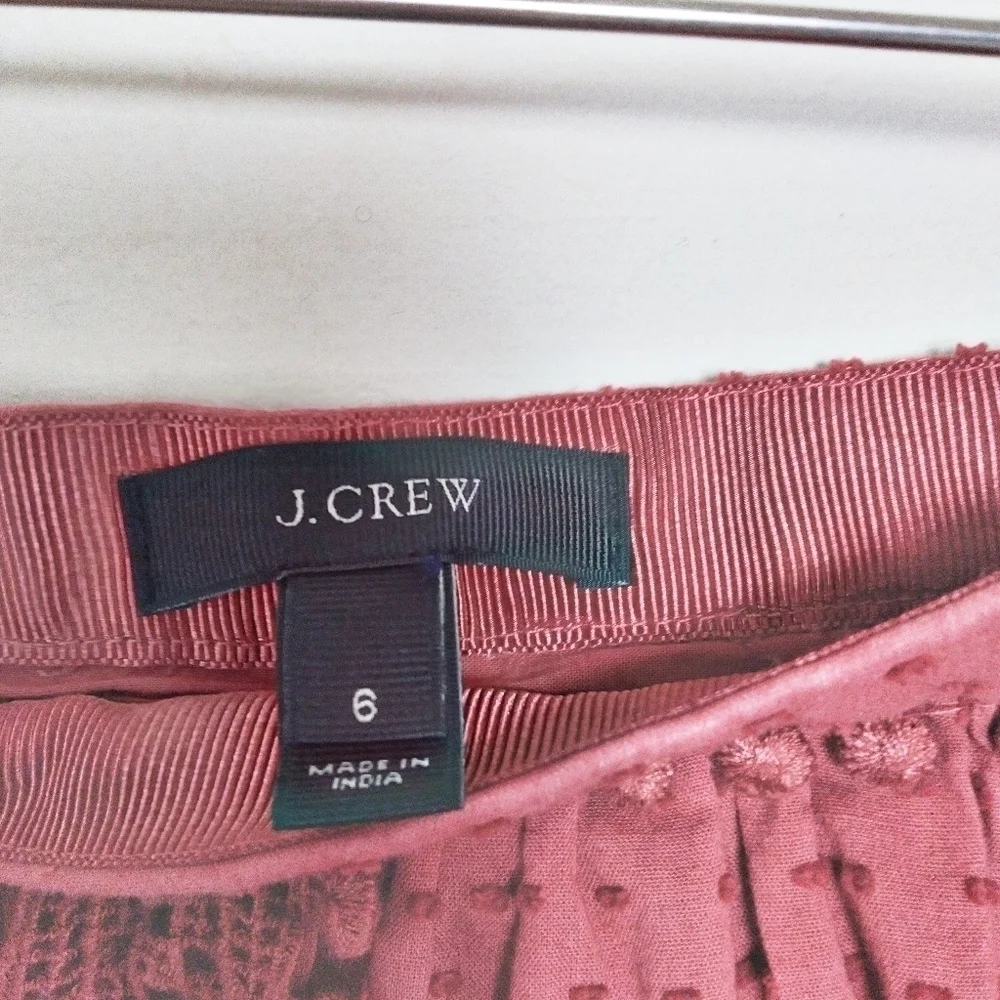 J. Crew Rusty Red Swiss Dot Pom Pom A Line Skirt Size 6